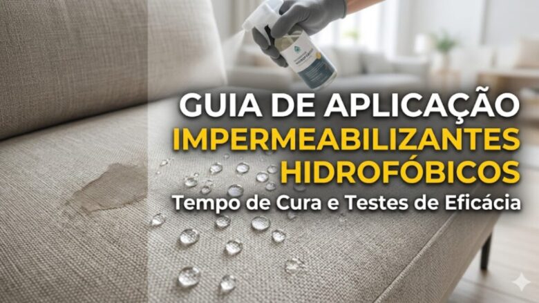 Demonstração do teste de eficácia de impermeabilizante hidrofóbico em tecido com água repelida em formato de esferas.